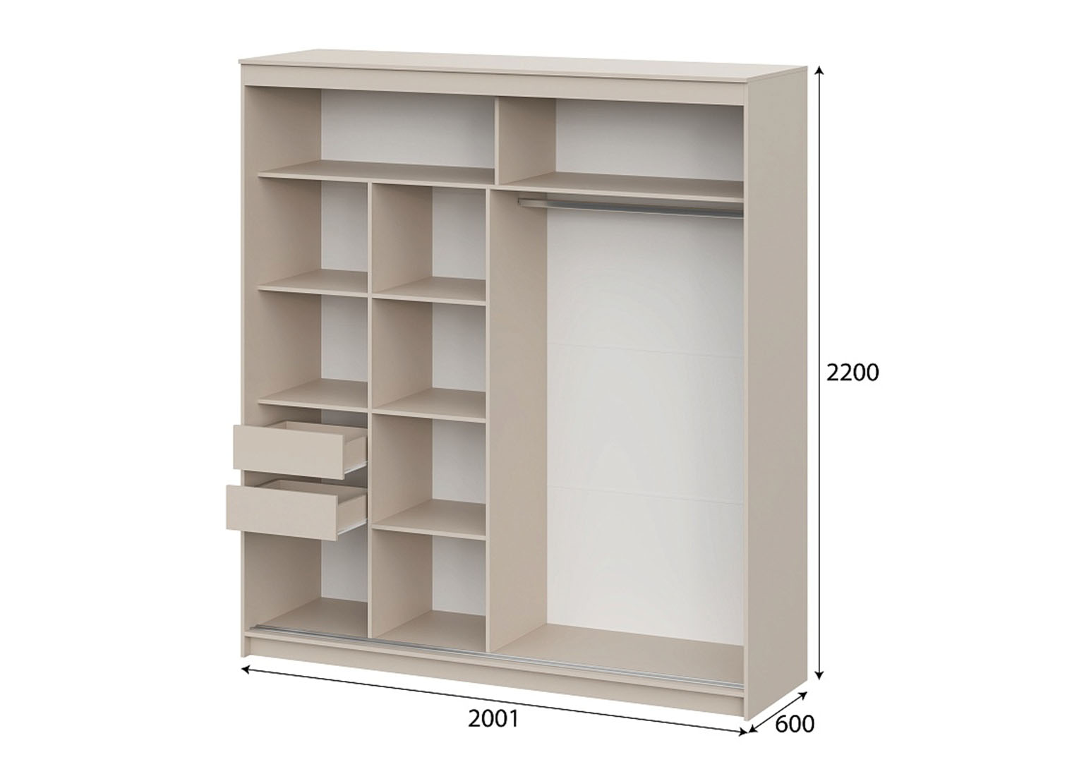 shkaf-shkp-3-melanzh-bezhevyj-2000-mm-sv-mebel-shema Шкаф-купе «ШКП 3» Макс Меланж 200 см — изображение 1