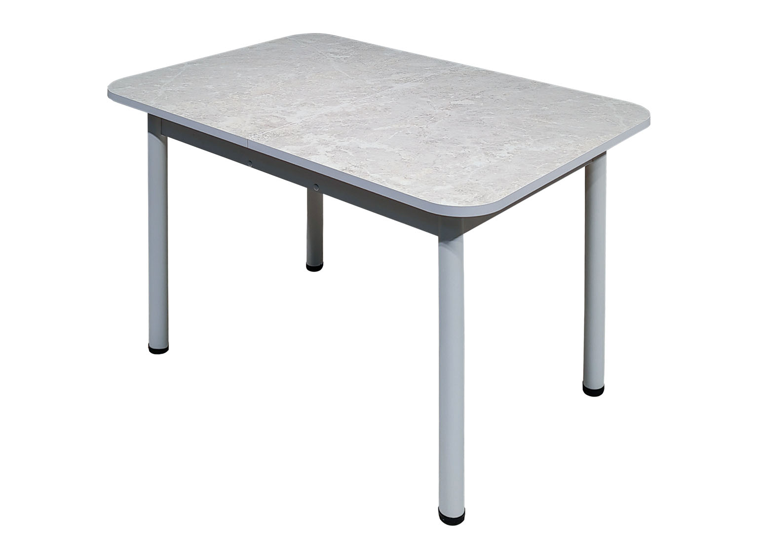 stol-premer-1200-x-800-s-pryamoj-vstavkoj-500-plastik-korolevskij-opal-svetlyj-kromka-belaya-czargi-belye-opora-4-belyj-muar-metall-rust Стол кухонный Премьер Металл Белый № 4 / Королевский опал светлый 120х80 см — изображение 1