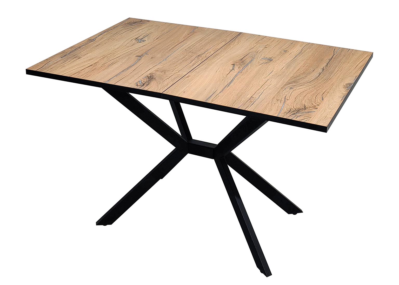 stol-saen-28-loft-1200x800-razdvizhnoj-chyornyj-muar-mehanizm-babochka-300-pryamougolnyj-plastik-dub-flagstraff-svetlyj-kromka-chyornaya-rust Стол кухонный Саен 28 Чёрный / Дуб флагстрафф 120х80 см — изображение 1
