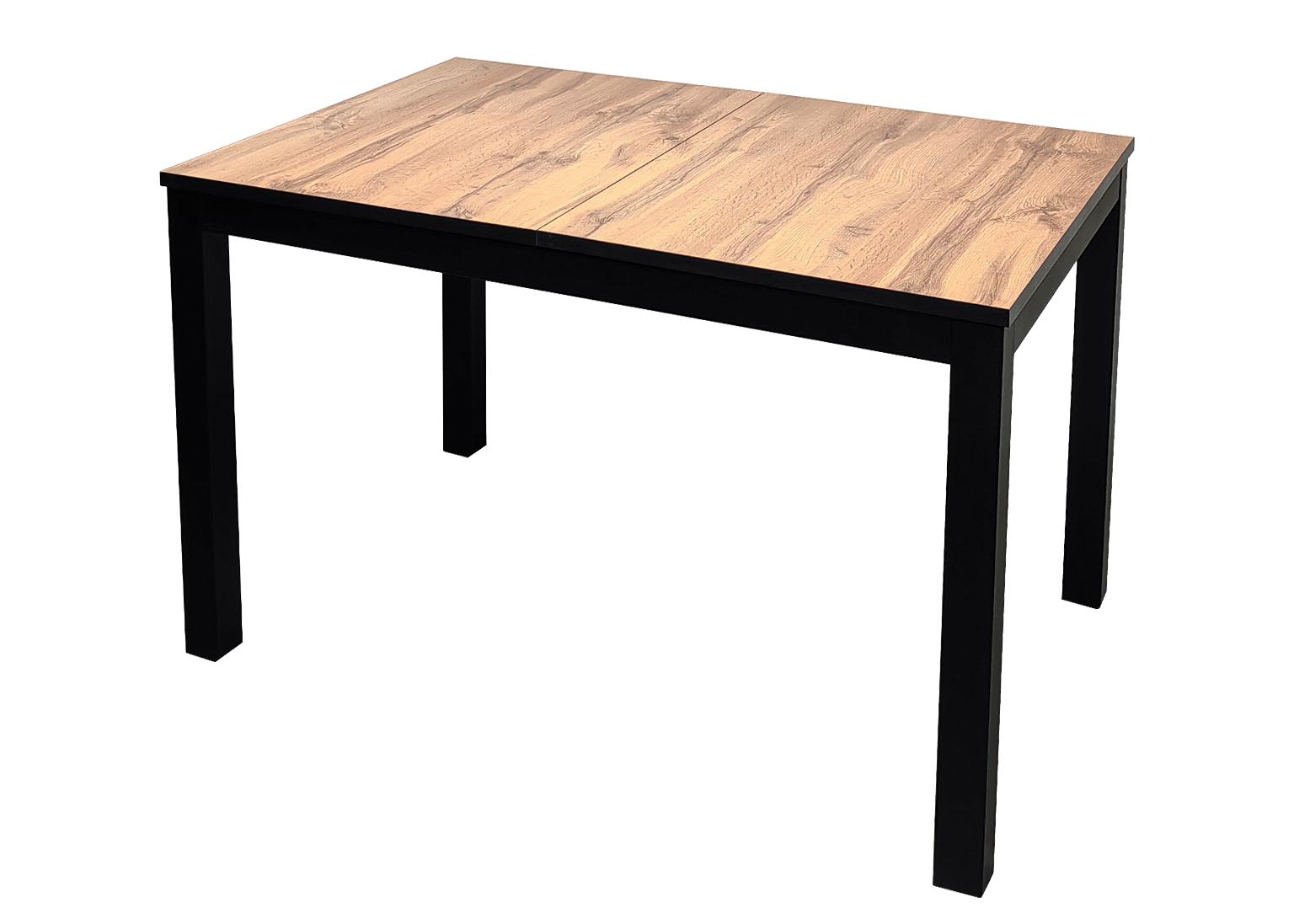 stol-saen-30-loft-1200x800-razdvizhnoj-chyornyj-muar-mehanizm-babochka-500-pryamougolnyj-plastik-dub-votan-kromka-chyornaya-rust Стол кухонный Саен 30 Чёрный / Дуб вотан 120х80 см — изображение 1