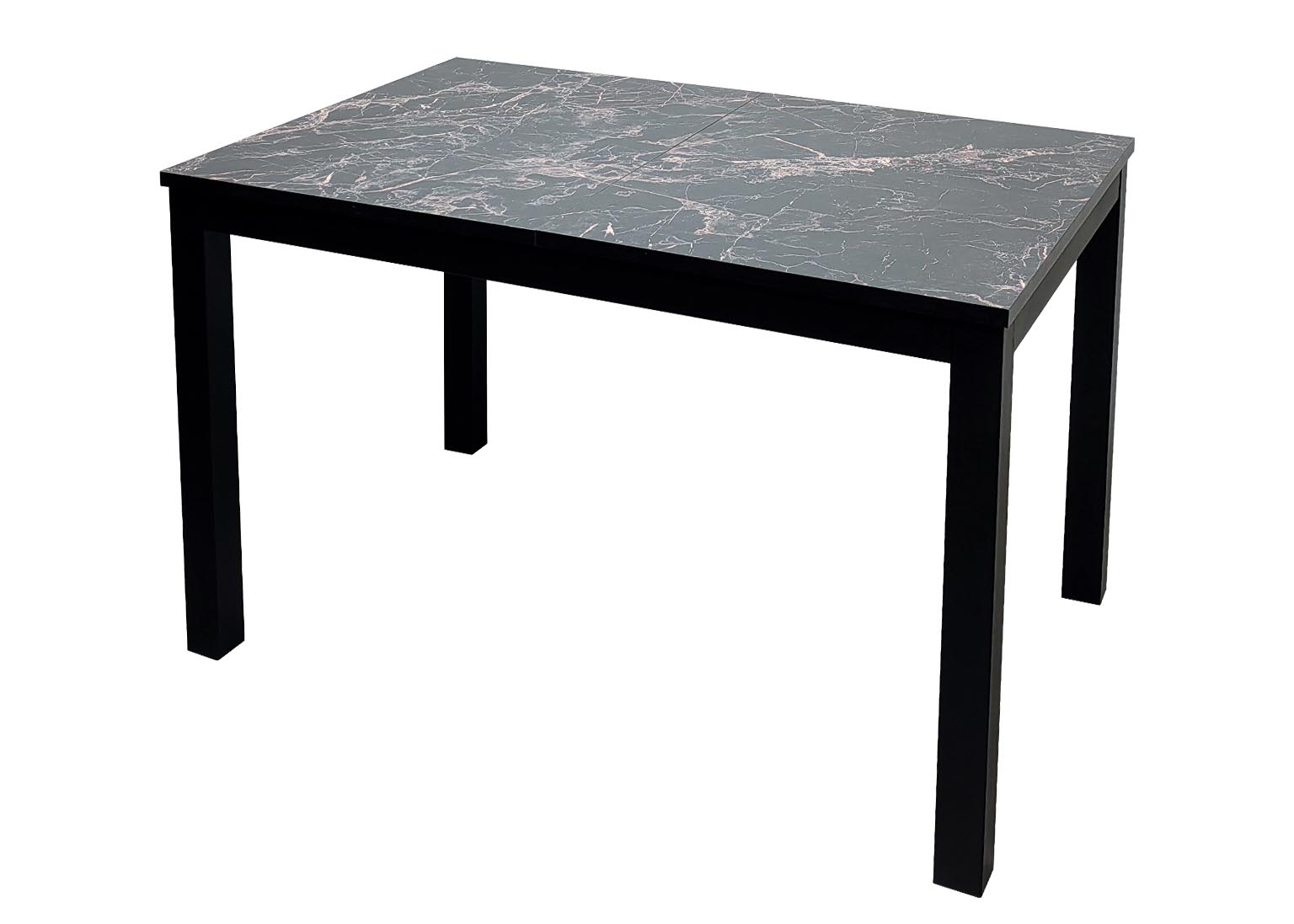 stol-saen-30-loft-1200x800-razdvizhnoj-chyornyj-muar-mehanizm-pryamaya-vstavka-500-pryamougolnyj-plastik-mramor-markvina-chyornyj-kromka-chyornaya-rust Стол кухонный Саен 30 Чёрный / Мрамор марквина чёрный 120х80 см — изображение 1